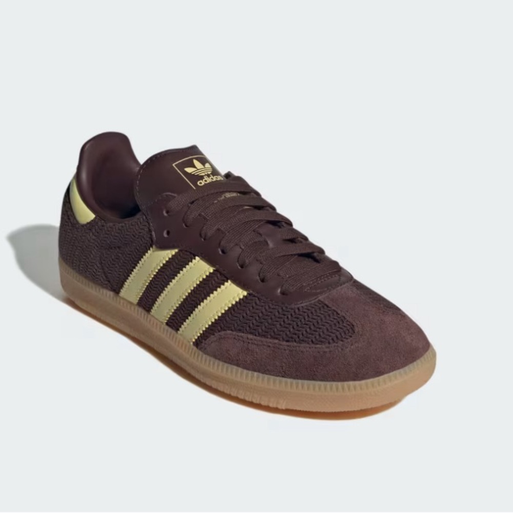 Adidas Womens Samba OG Crochet Sneakers Shoes Brown/Yellow Size 8.5